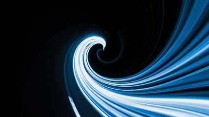 distorted blue trace of car lights on the road at night