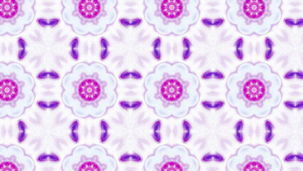 Seamless psychedelic kaleidoscope pattern with neon green, pink and orange mandala symmetry