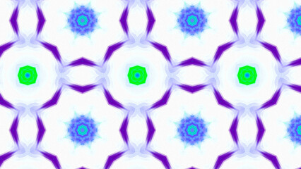 Seamless psychedelic kaleidoscope pattern with neon green, pink and orange mandala symmetry