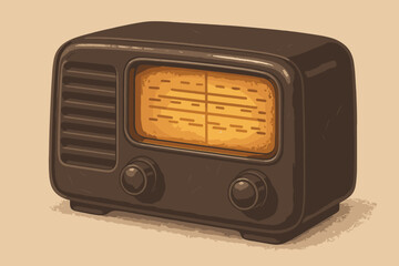 Illustration radio shine subtle scale vector vintage tuning glowing bakelite
