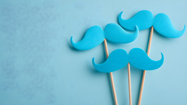 Blue mustache party props for movember men's health awareness