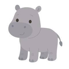 Cute cartoon hippopotamus illustration in flat style, perfect for children posters, prints and decor.