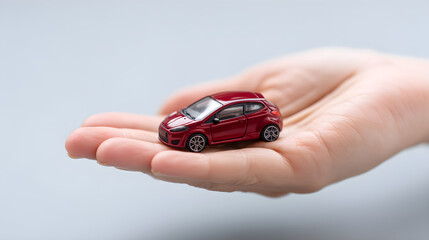 Hand holding small red car demonstrating vehicle protection
