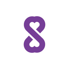 Purple Infinity Heart Logo Love, Unity and Endless Connection Icon
