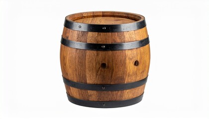 Obraz premium Wooden Barrel with Metal Bands on Stand