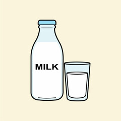 bottle of milk and glass