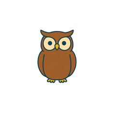 フクロウのカラーアイコン、素材、背景なし、資料作り、動物