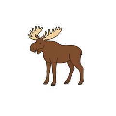 ヘラジカのカラーアイコン、素材、背景なし、資料作り、動物