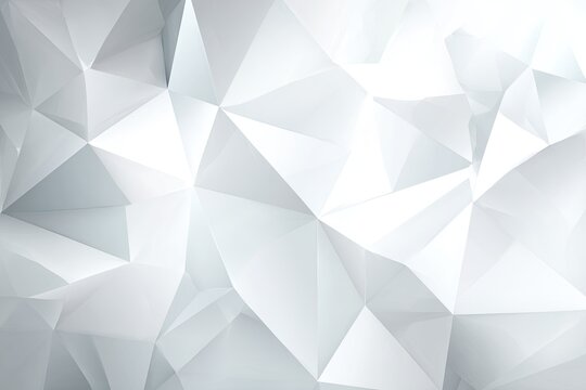 A modern, geometric abstract background featuring white triangular shapes and light highlights