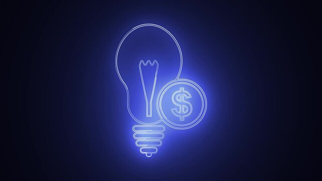 Glowing Futuristic digital blue color tubelight and dollar. Digital HUD futuristic motion graphic element cyber generated background. 4k video animation