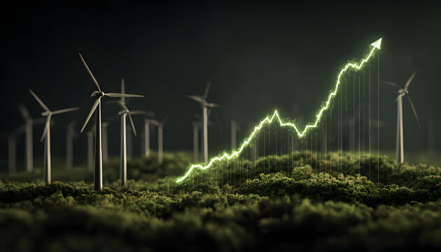 Increase in electricity prices on the world market. Green energy in full development.Investment finance chart,stock market business and exchange financial growth graph.
