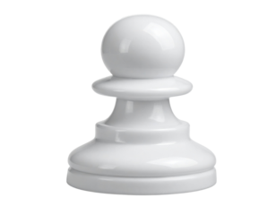 Angled White Chess Pawn with Subtle Reflections, Side Perspective, Isolated PNG