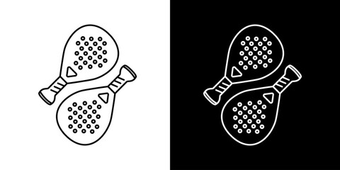 Vector Outline Padel Rackets Icon Set for Sports Apps and Websites - Modern Minimalist Design of Athletic Game Equipment