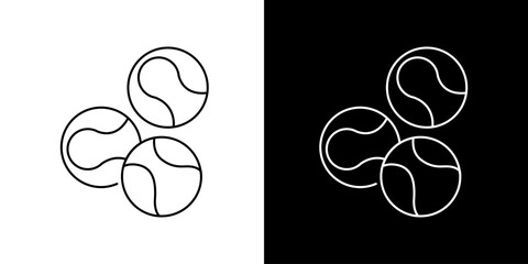 Tennis Balls A set of three outlined sports equipment icons for various design applications