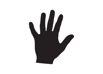 Vector art of black hand silhouette with five fingers shown