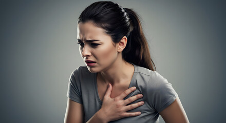 Woman Holding Chest in Pain