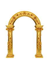 Naklejka premium Decorative Golden Arch With Floral Patterns And Gemstone Accents For Royal Architectural Design