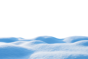 Realistic undulating snowdrifts with shadows and highlights isolated on transparent background