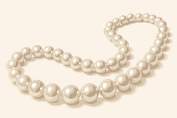 Obraz premium Pearls illustration surfaces photorealistic elegant strand pearl smooth curve gloss highlights vector