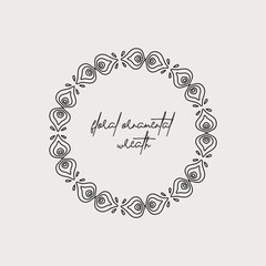  Black and white floral wreath vectors. Foliage line art design for wedding, card, invitation, greeting.