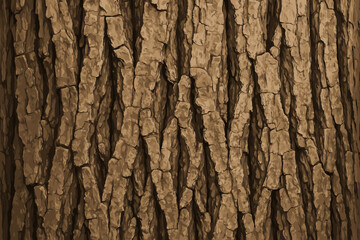 Obraz premium Surface ridges tree cracks grooves vector natural illustration detailed shadows rough bark