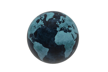 Fototapeta premium Blue-toned globe depicts continents and oceans, representing global connection and Earth's beauty.