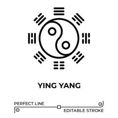 Vector line icon related to ying yang. Perfect Line. Editable Stroke.