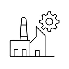 Factory building with gear outline simple design on transparent background