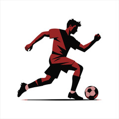 Naklejka premium Illustration of a soccer player running with a ball, in a stylized, graphic design.