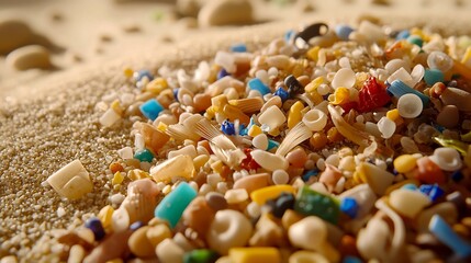 Microplastic fibers isolated marine sediment under magnification