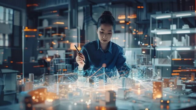 Professional orchestrating smart city plans using advanced augmented reality for urban infrastructure connectivity