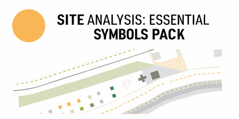 Site analysis essential symbols pack for urban planning and architecture design projects