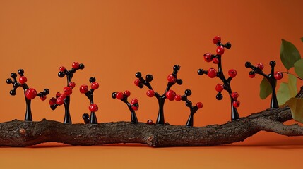 Molecular models of neurotoxins a gradient orange backdrop