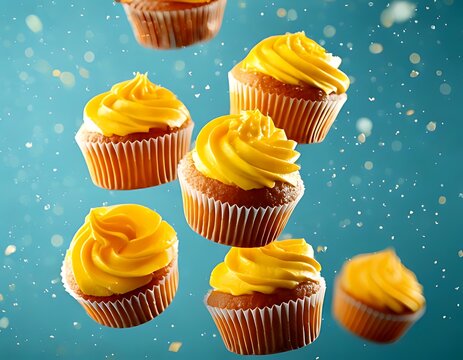 Delectable yellow cupcakes that float