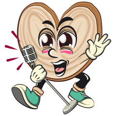 cute palmier cookie mascot cartoon vector illustration isolated sing earnestly with maximum style, work of hand drawn