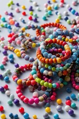 Colorful beaded bracelets with assorted beads for creative craft design