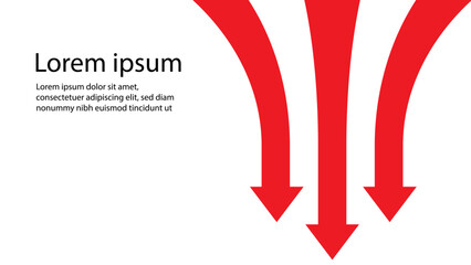 Background Red arrow curving downwards Perspective