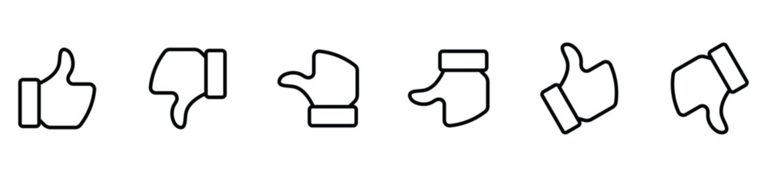 Thumb up and down valuation vector icon for approval and feedback concept