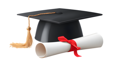 graduation cap and diploma