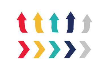 Set of colorful directional arrows pointing upwards and to the right on a white background