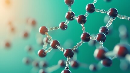 Molecular structure of cancer drug rotating on a teal gradient backdrop