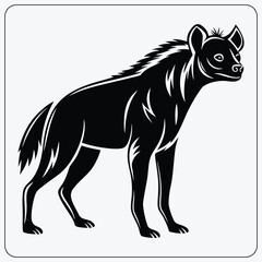 Stylized hyena vector graphic. Wild African animal mascot silhouette, isolated on a white background for a logo or emblem.