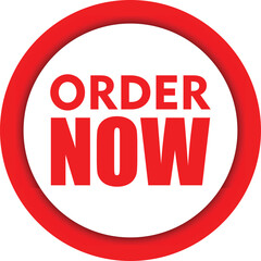 handmade Order now vector button red circle icon for online shopping isolated on white background