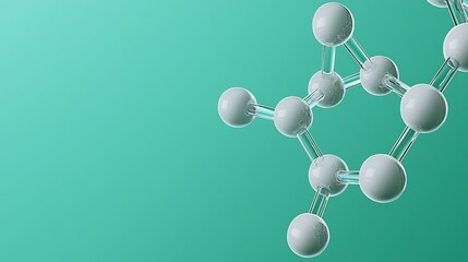 Molecular structure of cancer drug rotating on a teal gradient backdrop