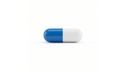 Blue and White Pharmaceutical Pill Capsule on Isolated transparent background, Representing Medicine and Health Treatment