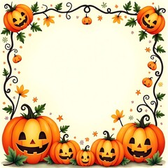Halloween Pumpkin Border Frame Illustration  
