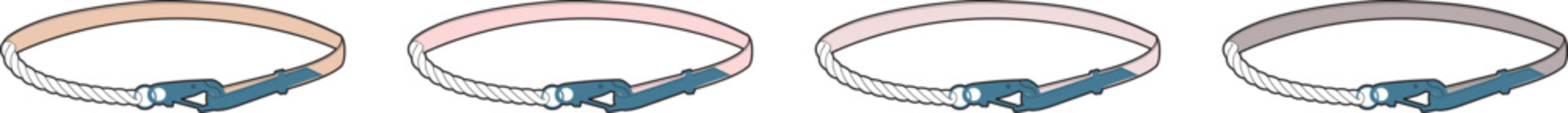 Belt Variations A Set of Four Isolated Belts Displaying Different Colors and Styles