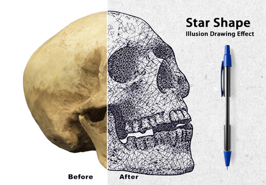 Star Shape Illusion Drawing Abstract Pattern Photo Effect