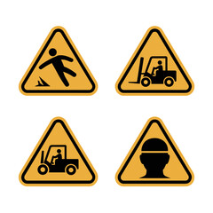 Obraz premium Construction safety icons alert workers to hazards and safe practices on the job site
