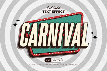 Carnival Text Effect Vintage Retro Style. Editable Text Effect.